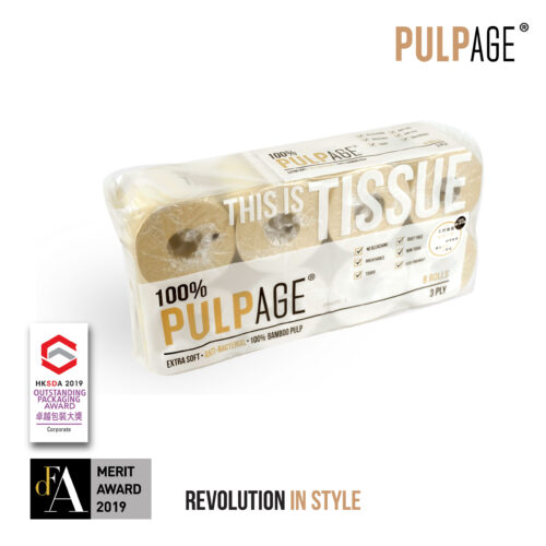 Pulpage 100% Bamboo Pulp Roll Tissue 3-Ply